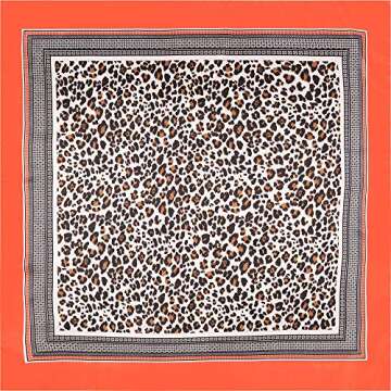 YOUR SMILE Leopard Print Silk Like Scarf Women's Fashion Pattern Large Square Satin Headscarf,Orange