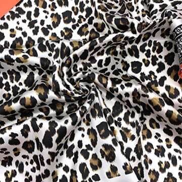 YOUR SMILE Leopard Print Silk Like Scarf Women's Fashion Pattern Large Square Satin Headscarf,Orange