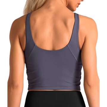 Dragon Fit Sports Bra for Women Longline Padded Bra Yoga Crop Tank Tops Fitness Workout Running Top (Medium, Vintage Purple)