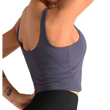 Dragon Fit Sports Bra for Women Longline Padded Bra Yoga Crop Tank Tops Fitness Workout Running Top (Medium, Vintage Purple)