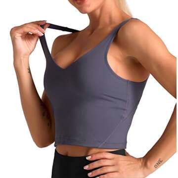 Dragon Fit Sports Bra for Women Longline Padded Bra Yoga Crop Tank Tops Fitness Workout Running Top (Medium, Vintage Purple)