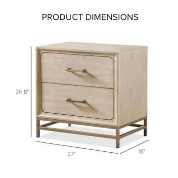 Furniture of America Don Transitional Solid Wood Nightstand with Drawers and Metal Legs, Small Bedsi...