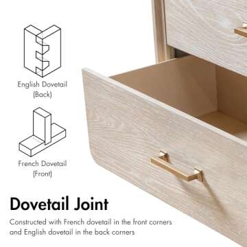 Furniture of America Don Transitional Solid Wood Nightstand with Drawers and Metal Legs, Small Bedside Table, No Assembly End Tables for Living Room, Bedroom, Oak