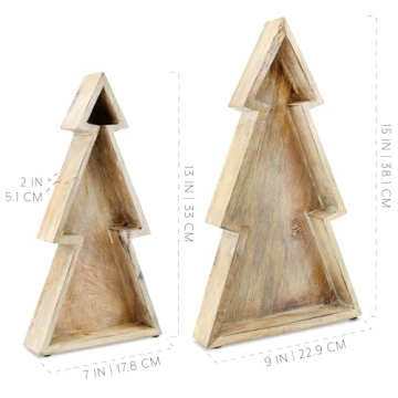 Decorative Wooden Christmas Tree Trays Set for Holiday Charm