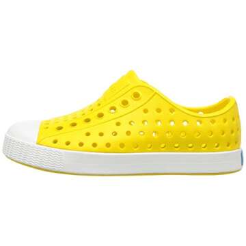 Native Shoes, Jefferson Child, Kids Lightweight Sneaker, Crayon Yellow/Shell White, 4 M US Toddler