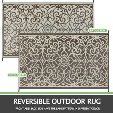 Capslpad 5'x8' Floral Outdoor Patio Rug Waterproof Plastic Straw Rug Reversible Outdoor Mat Portable...