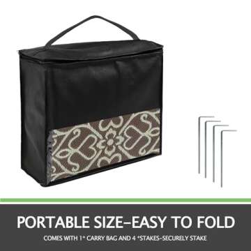 Capslpad 5'x8' Floral Outdoor Patio Rug Waterproof Plastic Straw Rug Reversible Outdoor Mat Portable RV Camping Rug Indoor Outside Area Rug for Porch Deck Terrace Backyard Picnic Trailer Garden Tent