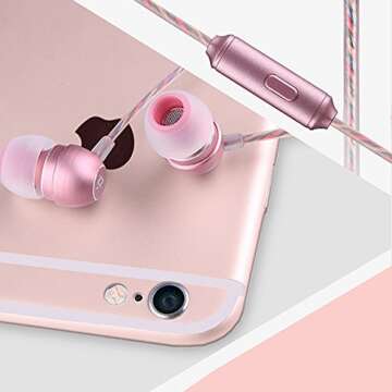 i2 Champagne Earbuds Headphone (Rose Gold)