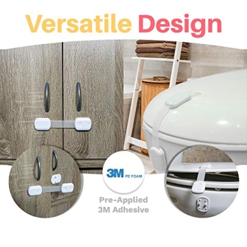 6-Pack Child Proof Locks for Cabinet Doors, Drawers, Fridge, Toilet Seat, Dishwasher, Trash Can, Cupboard - 3M - No Drilling - Baby Proofing Safety Cabinet Lock