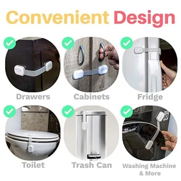 6-Pack Child Proof Locks for Cabinet Doors, Drawers, Fridge, Toilet Seat, Dishwasher, Trash Can, Cupboard - 3M - No Drilling - Baby Proofing Safety Cabinet Lock