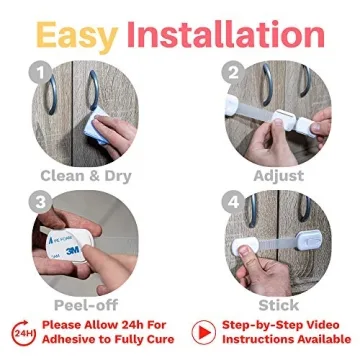 6-Pack Child Proof Locks for Cabinet Doors, Drawers, Fridge, Toilet Seat, Dishwasher, Trash Can, Cupboard - 3M - No Drilling - Baby Proofing Safety Cabinet Lock