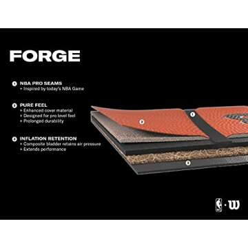 WILSON NBA Forge Series Indoor/Outdoor Basketball - Forge, Khaki, Size 5 - 27.5"