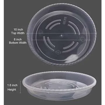 GRESPRI Heavy-Duty Plant Saucer 10 Inches, 6 Packs Clear Pot Saucers for Plants, Plastic Plant Water Trays for Indoor Plants.(8.7 Inch Base)