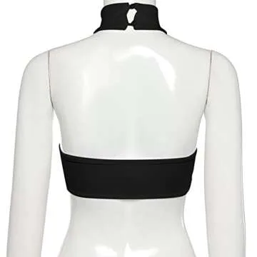 Remidoo Women's Asymmetrical Hem Ribbed Knit Backless Halter Crop Tank Top Black Medium Black Medium