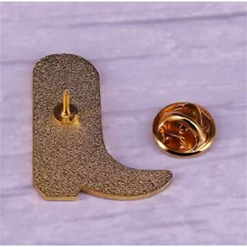 KUPOOL What Would Dolly Do? Cowboy Boot Metal Brooch Pin Country Music Boots Hard Enamel Lapel Pin B...