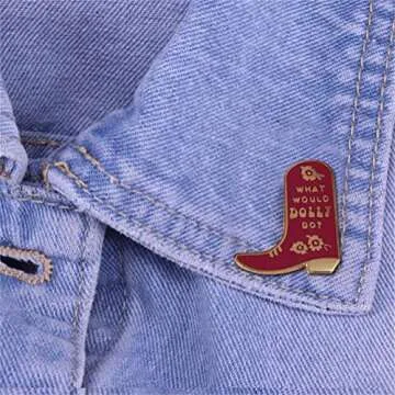 KUPOOL What Would Dolly Do? Cowboy Boot Metal Brooch Pin Country Music Boots Hard Enamel Lapel Pin Badge for Bookbags
