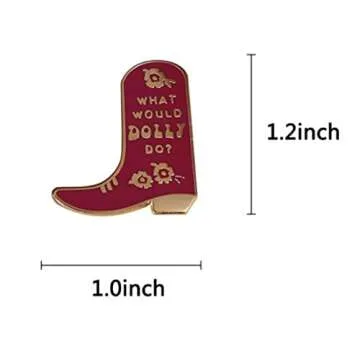 KUPOOL What Would Dolly Do? Cowboy Boot Metal Brooch Pin Country Music Boots Hard Enamel Lapel Pin Badge for Bookbags