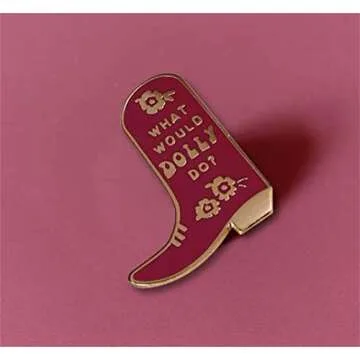 KUPOOL What Would Dolly Do? Cowboy Boot Metal Brooch Pin Country Music Boots Hard Enamel Lapel Pin Badge for Bookbags