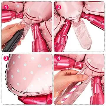 Hicarer 6 Pcs Pink Bow Balloon 35 Inch and 15 Inch Polka Dot Foil Balloons Pink Bow Decorations for Birthday Wedding Theme Party Decorations