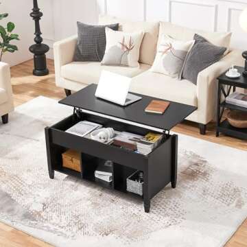 Yaheetech Coffee Table - Lift Top Design with Hidden Storage & Cube Shelves