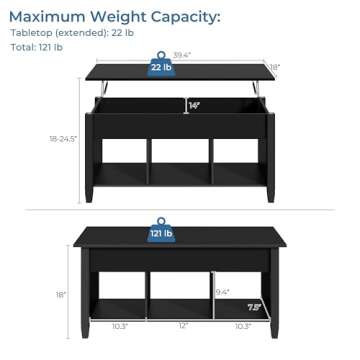 Yaheetech Lift Top Coffee Table with Storage & Open Shelves
