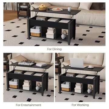 Yaheetech Lift Top Coffee Table with Storage & Open Shelves