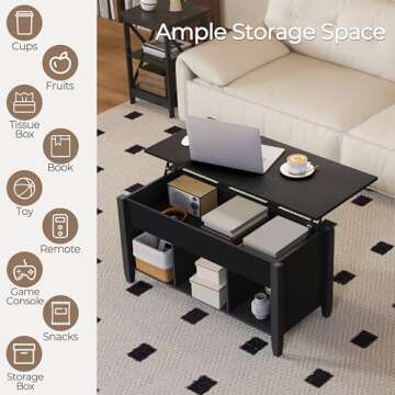 Yaheetech Lift Top Coffee Table with Storage & Open Shelves