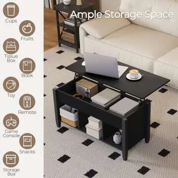 Yaheetech Lift Top Coffee Table with Storage & Open Shelves