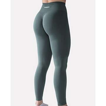 AUROLA Workout Leggings for Women Seamless Scrunch Yoga Pants Tummy Control Gym Fitness Sport Active Leggings 25'' (S, Eucalyptus)