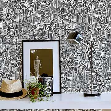 Tempaper Black Pearl Swell Removable Peel and Stick Wallpaper, 20.5 in X 16.5 ft, Made in The USA