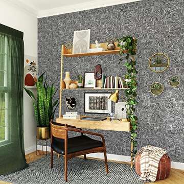 Tempaper Black Pearl Swell Removable Peel and Stick Wallpaper, 20.5 in X 16.5 ft, Made in The USA