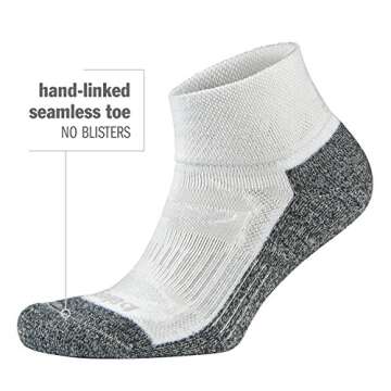 Balega Blister Resist Performance Quarter Athletic Running Socks for Men and Women (1 Pair), White, Small