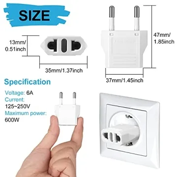 6 Pack US to Europe Plug Adapter for Easy Travel