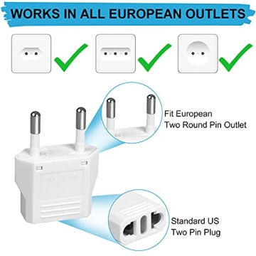 6 Pack US to Europe Plug Adapter for Easy Travel