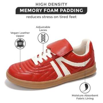 Project Cloud Leather Womens Sneakers - Memory Foam Casual Sneakers for Women Footwear Lace Up Women...