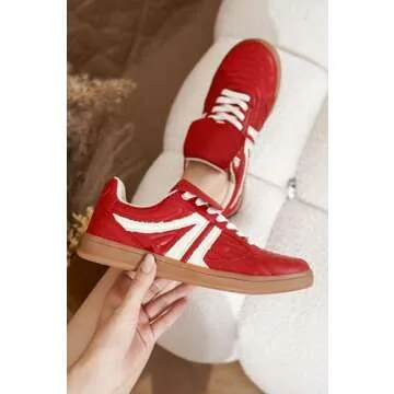 Project Cloud Leather Womens Sneakers - Memory Foam Casual Sneakers for Women Footwear Lace Up Women's Fashion Sneakers - Non-Slip Shoes for Women Trendy Shoes Womens (Madrid, MAR, 8) Maroon