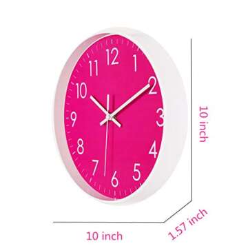 Jdelai 10-Inch Modern Simple Wall Clock Indoor Silent Non-Ticking Quartz Quiet Sweep Movement Batter...