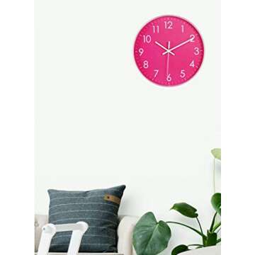 Jdelai 10-Inch Modern Simple Wall Clock Indoor Silent Non-Ticking Quartz Quiet Sweep Movement Battery Operated Wall Clock for Office/Kitchen/Bedroom/School Decorative