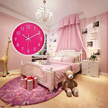 Jdelai 10-Inch Modern Simple Wall Clock Indoor Silent Non-Ticking Quartz Quiet Sweep Movement Battery Operated Wall Clock for Office/Kitchen/Bedroom/School Decorative