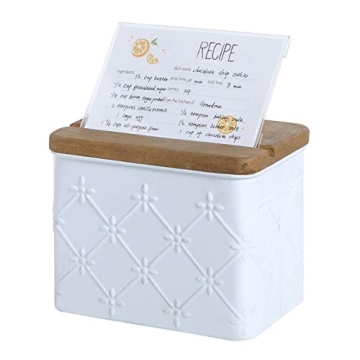 NIKKY HOME 4x6 Kitchen Metal Recipe Organization Box with Cards and Dividers, Floral Embossing Patte...
