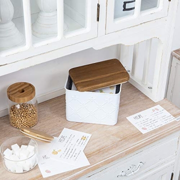 NIKKY HOME Floral Embossed Recipe Box with Cards and Dividers