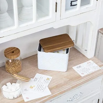 NIKKY HOME Floral Embossed Recipe Box with Cards and Dividers