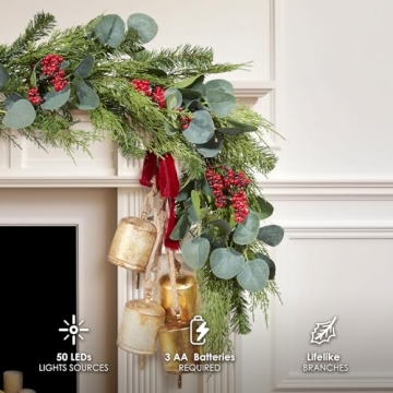 Pre-Lit Eucalyptus and Cedar Garland for Christmas