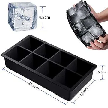 Alinana Silicone Ice Cube Tray with Lid - Make 2" Big Square Ice Cubes