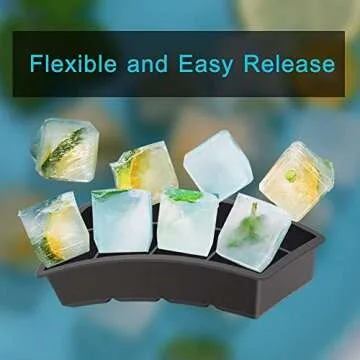 Alinana Silicone Ice Cube Tray for Large 2" Squares