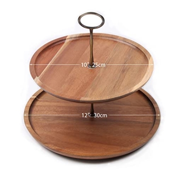 OLELO 2-Tier Acacia Wood Cake Stand for Desserts