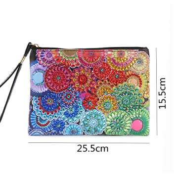Mandala Diamond Painting Clutch Purses,5D DIY Rhinestone Cross Stitch Cross-Body Handbag Paint by Number Arts Craft Handmade Makeup Shoulder Bag Zipper Bag for Women Girls Christmas Gift(Mandala)