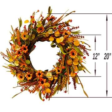 Idyllic 20 Inches Harvest Fall Wreath - Autumn Décor