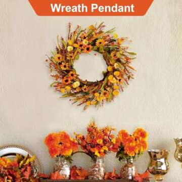 Idyllic 20 Inches Harvest Fall Wreath - Autumn Décor