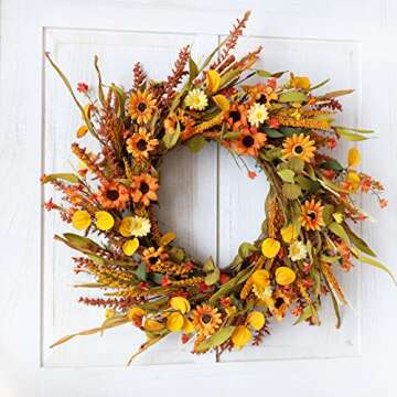 Idyllic 20 Inches Harvest Fall Wreath - Autumn Décor